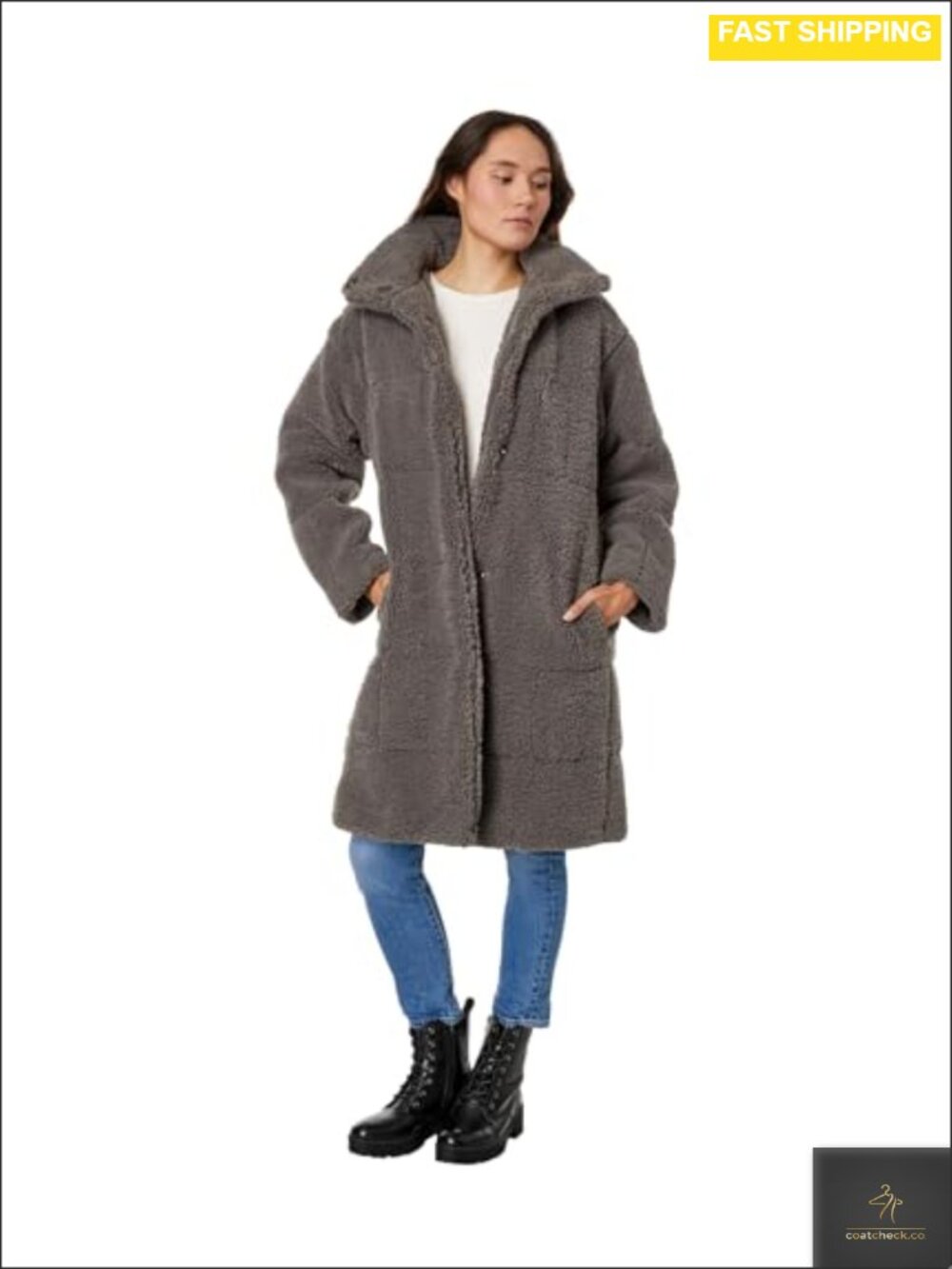 Levi's Patchwork Quilted Teddy Coat Sherpa Snap Button Women's